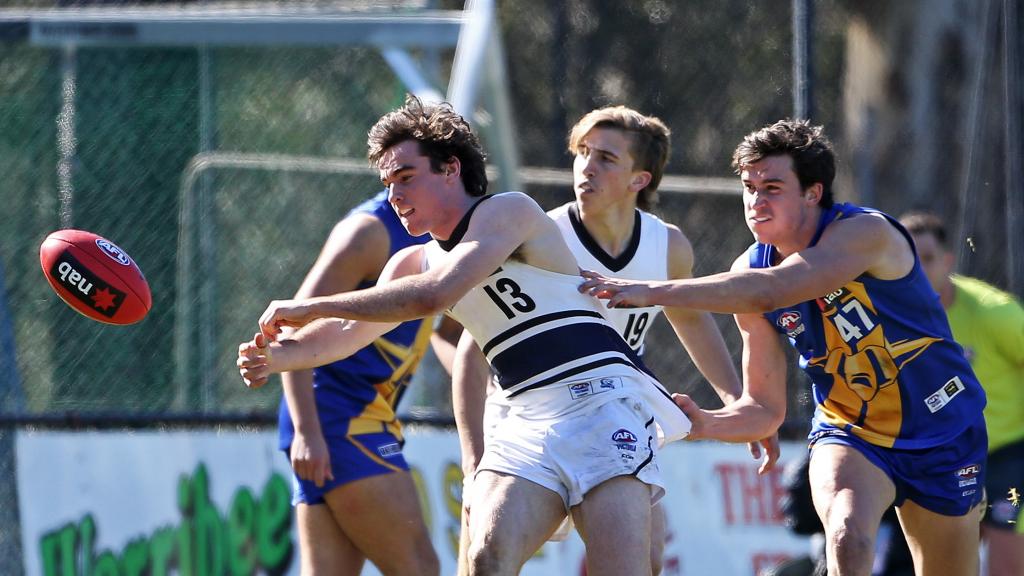 spNAB17WJNK19MK096.jpg Sam Philp in the thick of it during the Northern Knights' NAB League clash with the Western Jets - AFL,Draft,Tag-Draft,Under-18s